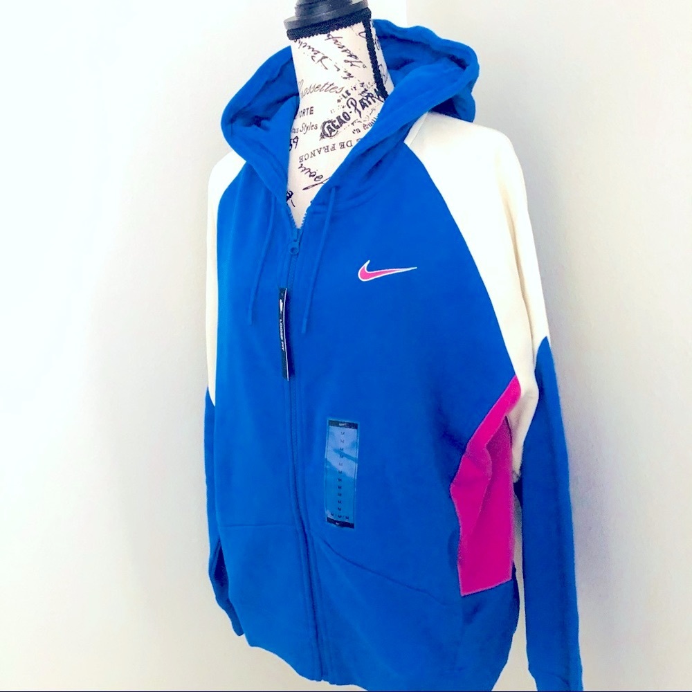 Nike Colorblock Zip Hoodie Blue Pink Cream Women’s Medium